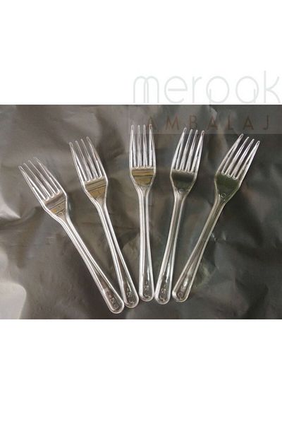 MERT AMBALAJ ÜRÜNLERİ Thick Hard Plastic Fork And Spoon Set 200 Pieces Luxury Large Plastic Spoon And Fork Transparent