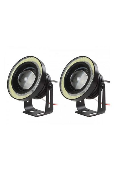 AUTOREY Set of 2 LED Projectors with RGB Magnifier and Angel Eyes 76mm diameter Color 6000k White for Auto