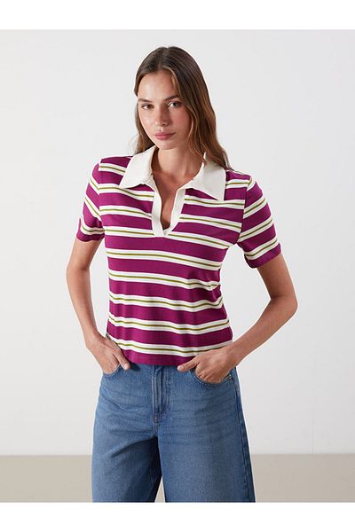 LC Waikiki Mixed Polo Neck Striped Women's T-Shirt