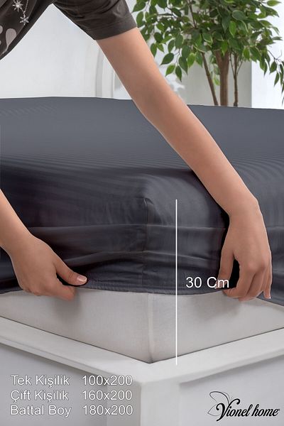 Vionel Home 100% Cotton Striped Cotton Satin Single / Double Size Fitted Sheet Set | 100X200Mm | 160 X 200 | 180 X 200