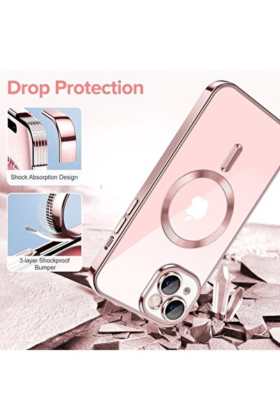 SKYDDAR INNOVATION Θήκη για iPhone 15, Πολυτελής Ασπίδα Magsafe, Αντικραδασμική Προστασία, Ροζ, σετ αυτοκόλλητων