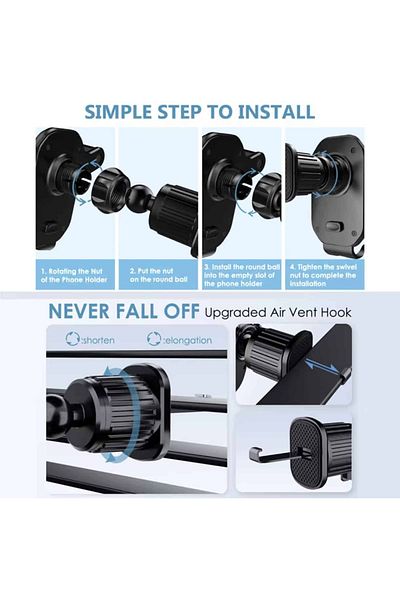 AUTOREY Premium Car Phone Holder for Air Vent Grille 360° Rotatable Gravity Grip Extended Stability