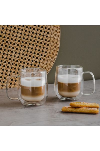 HomeVibes Set 2 cani sticla cu perete dublu venti latte