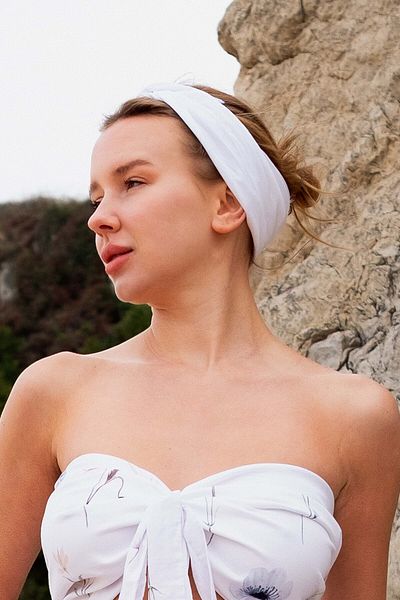 JOJOMIA Harmony Bandana Women's Cotton White Hair Band Scarf