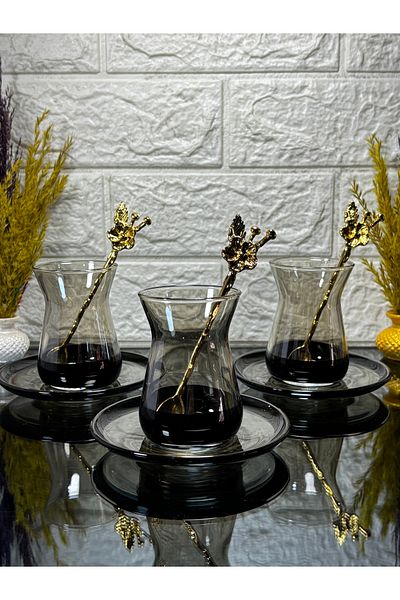 Ladwe 6 Persons 18 Pieces Smoked Luxury Tea Set
