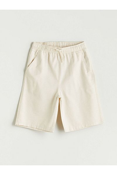 LC Waikiki Ecru Elastic Waist Linen Blend Boy's Shorts