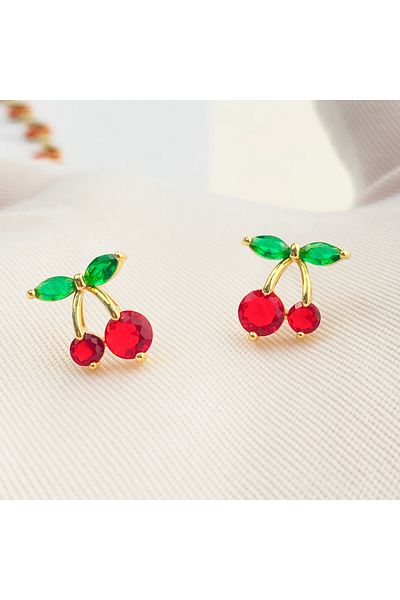Kyver Children's Earrings Girls' Cherry Earrings Non-Tarnish Xuping Gold