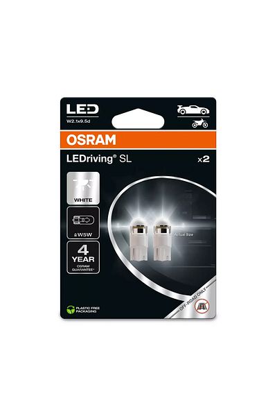 AUTOREY Set of LED T10 W5W Bulbs OSRAM 2825DWP-2BL – White Light 6000K Low Consumption and Extended Lifespan