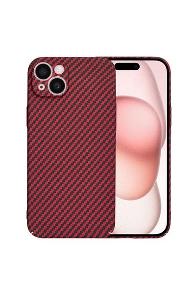 SKYDDAR INNOVATION Case for IPhone 15, carbon texture, Carbonite FiberShell, Red, sticker set