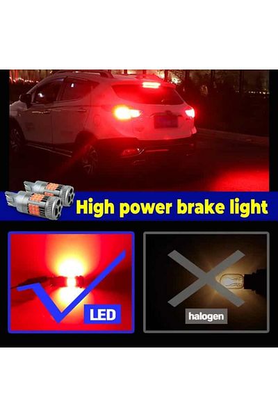 AUTOREY LED Bulb T20 / W21/5W / 7443 Position and Brake with 2 Filament 30W 2800LM Red Color 36 SMD 3030