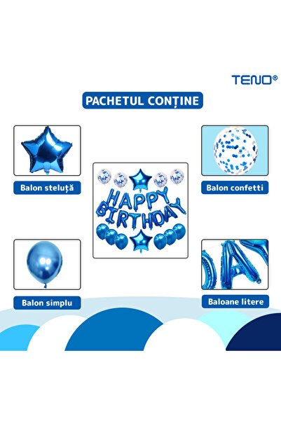 Teno Set of 25 Blue Party Letter Balloons