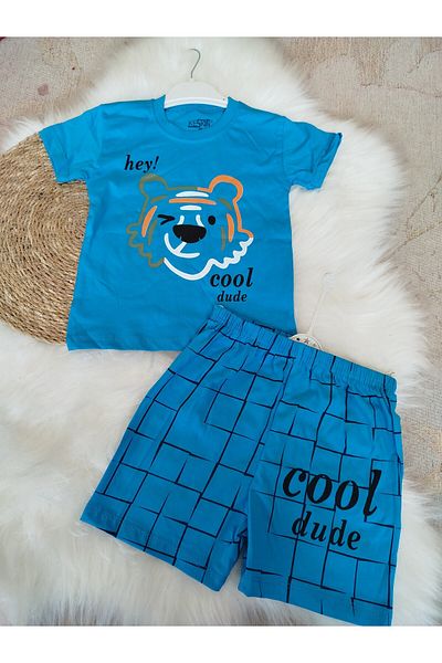 renkli diyar Boy's Bottom Top Summer Set Short Sleeve T-Shirt and Shorts