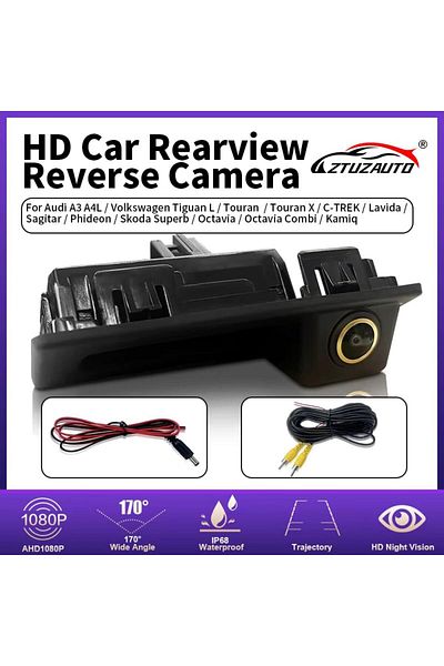 AUTOREY Rear View Camera Dedicated for Audi VW Skoda Trunk Handle Mount 170° Wide Angle 1080p AHD Resolution