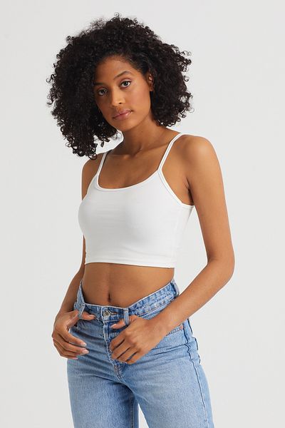 The Base Γυναικείο Crop Top Ecru Advantageous 5 Pack με λουράκια