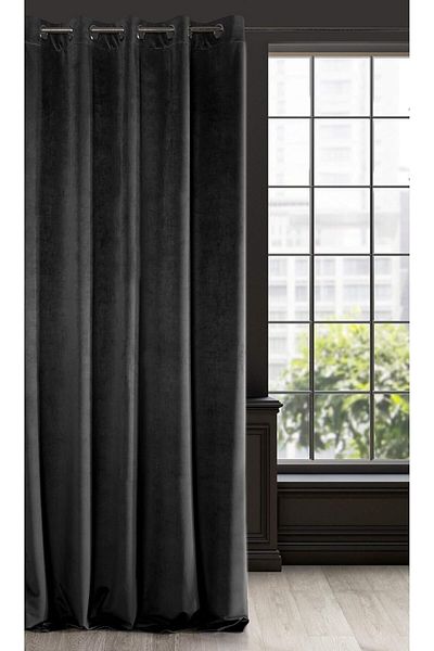 Metropolitan Concept Set of two Konan velvet curtains, black, worked on staple rings, 2x150x270 cm