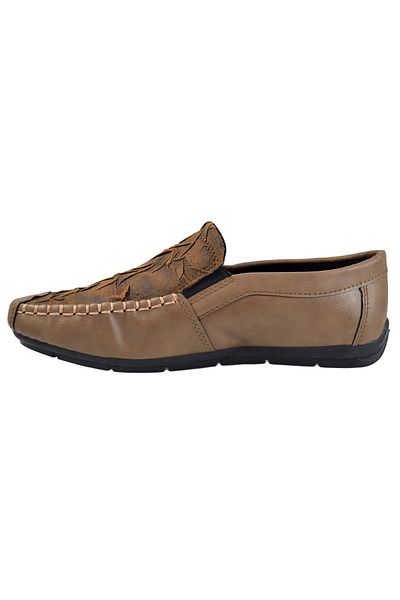 THEICONIC Men's loafers, brown, ribbed pattern and zipper - Corner