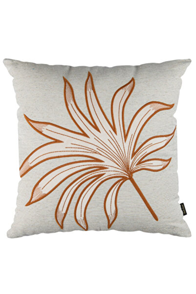 Belchior وسادة زخرفية مربعة الشكل مطرزة بأوراق الشجر، 50 × 50 سم