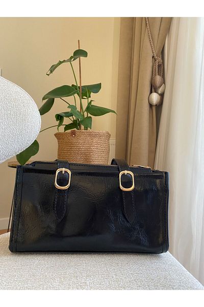 Z&M COLLECTION BAG SHOPPİNG Geantă de damă cu portofel plic din piele lacuită lucioasă, potrivită pentru utilizare de mână și de umăr