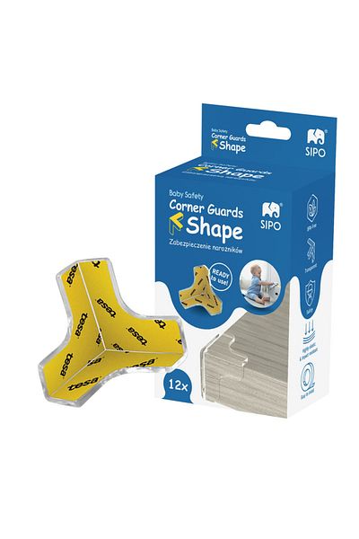 SIPO Set of 12 Silicone Corners for corners, T-shape, fixed with strong Tesa adhesive, no traces, Sipo
