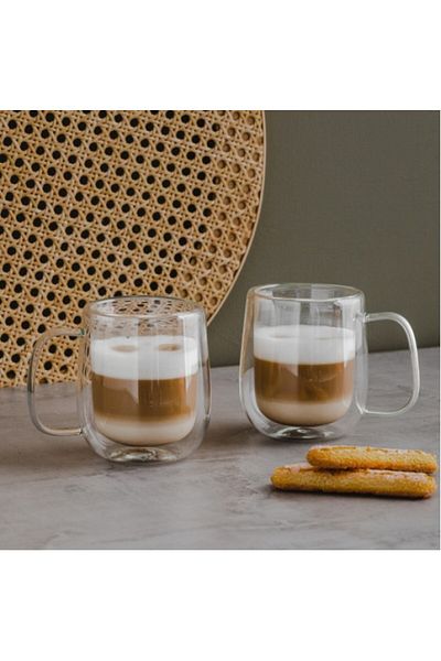 HomeVibes Set 2 cani sticla cu perete dublu venti latte