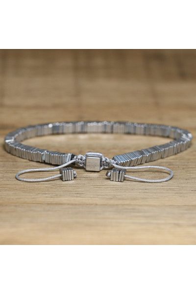 Choice Hematite 17cm Handmade hematite block stone bracelet for women men temperament adjustable braided ge