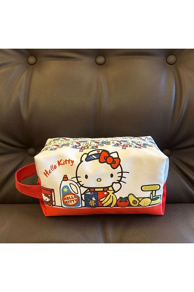SANRIO 1 Sanrio Hello Kitty Hands Cosmetic Bag Cartoon Kitty Cat Portable Large Capacity Washbag Outdoor T.
