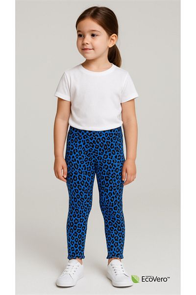 Kyex Pure Dots Girls Summer Leopard Print Blue Leggings