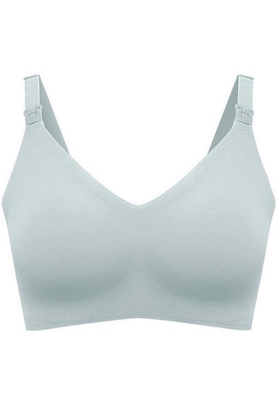 Linovit Sutien de alăptare fără cusături și fără burete - Albastru pastel - Albastru pastel, XL