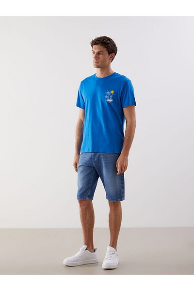 LC Waikiki Tricou pentru bărbați din bumbac pieptănat imprimat cu mânecă scurtă, sezon nou - S5K363Z8