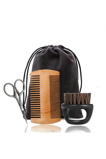 choice2 مجموعة فرشاة لحية من خشب وشعيرات الخنزير البري مكونة من 4 قطع مع حقيب...