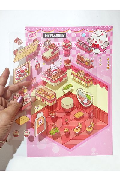 Limmy Pastry Sugar Shop Isometric Sticker Κιτ κατασκευής 3D αυτοκόλλητο αυτοκόλλητο - Rabbit (No:02)