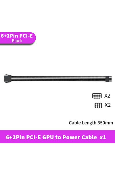 Choice 350mm GPU 6-2P BK TEUCER EPS ATX PCI-E Extension Cable 350mm 24PIN 4+4PIN 6+2PIN 8PIN PSU CPU GPU Mo