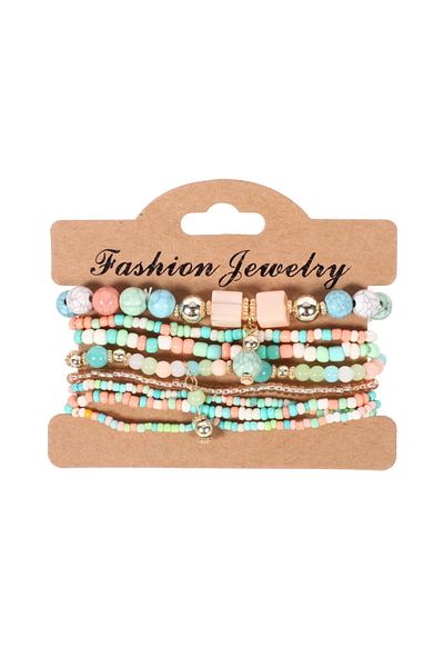 Choice BR112-1 Bohemian Handmade Beads Bracelet Set For Women Summer Colorful Beaded Chain Bangle Men Boho