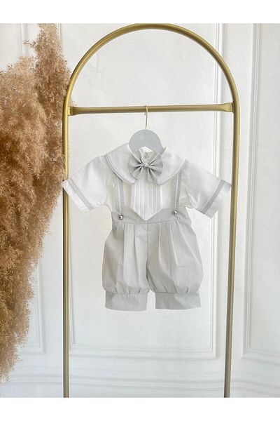 Hobidik Baby Boy Child Mildew Green Poplin Fabric Shorts Bib Salopet Bottom Top Set