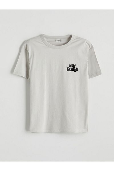 LC Waikiki Beige Crew Neck Boy's T-Shirt
