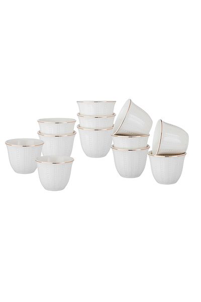 Dania A set of gilded white porcelain Arabic coffee cups, 12 pieces