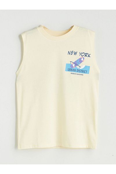 LC Waikiki Νέα σεζόν Crew Neck New York Printed Boy's Singlet - S5GR46Z4