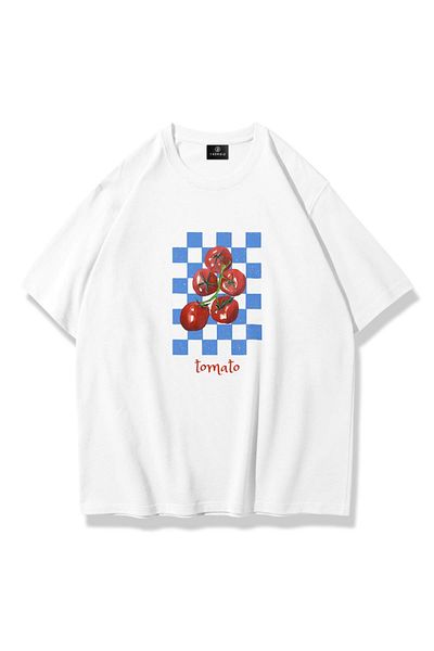 Trendiz Unisex Tomato Picnic Tshirt Λευκό