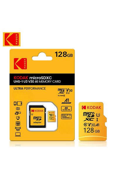 Kodak 128GB Kodak 32GB-256GB Micro SD Memory Card - High Speed ​​Class 10 U3 UHS-I for Smartphones, Digita