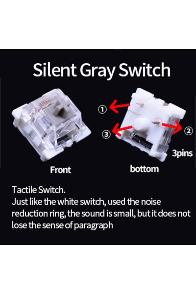 GGBEE 10pcs Silent Gray Outemu Switch for Keyboard 3Pin Dustproof Linear Tactile Clicky Silent Switches fo
