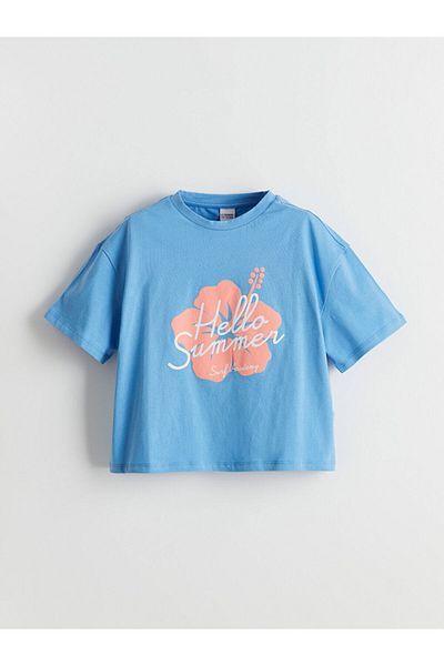 LC Waikiki Tricou pentru fetiță din bumbac pieptănat cu flori de sezon nou - S5KJ78Z4