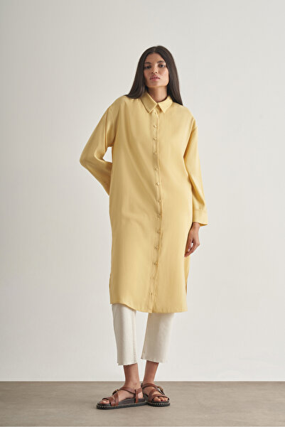 Mizalle Modal Karışımlı Sarı Uzun Tunik