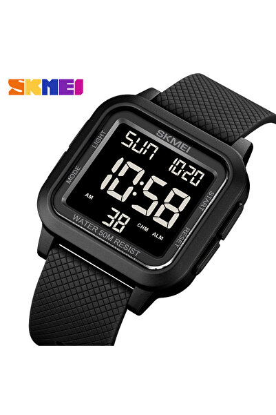 Skmei ساعة سوداء سوداء 1894 عسكرية مقاومة للماء للرجال، ساعة إلكترونية رقمية ...