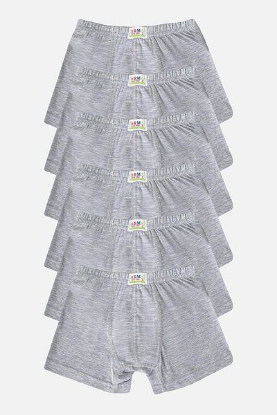 Arma Yıldız Boy's Plain Cotton Lycra Gray Boxer 6 Pack