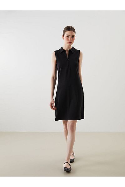 LC Waikiki Black Polo Neck A-Line Dress