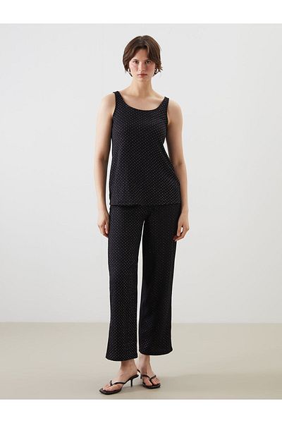 LC Waikiki Black Crew Neck Patterned Women's Undershirt
