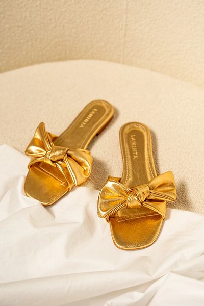 LAMİNTA Papuci de damă Pony Gold Bow