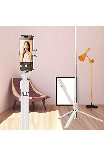 Choice عصا سيلفي بيضاء 1700 مم، عصا سيلفي لاسلكية، حامل ثلاثي للهاتف، حامل قا...