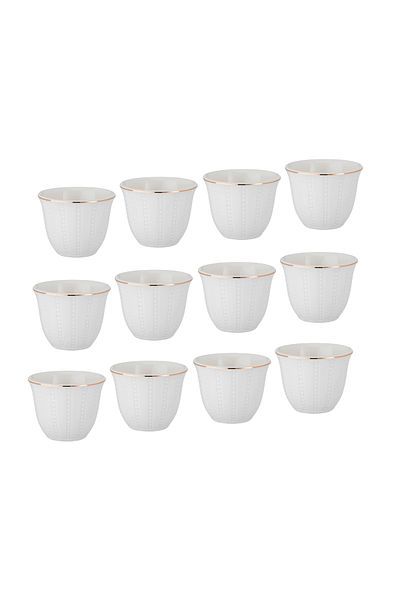 Dania A set of gilded white porcelain Arabic coffee cups, 12 pieces
