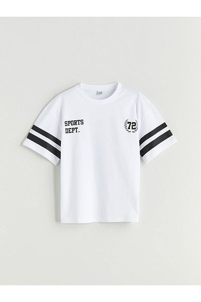 LC Waikiki White Crew Neck Los Angeles Printed Boys' T-Shirt